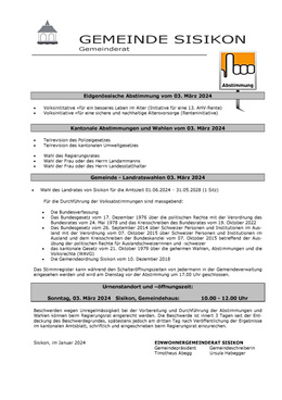 Abstimmungssonntag 03. März 2024